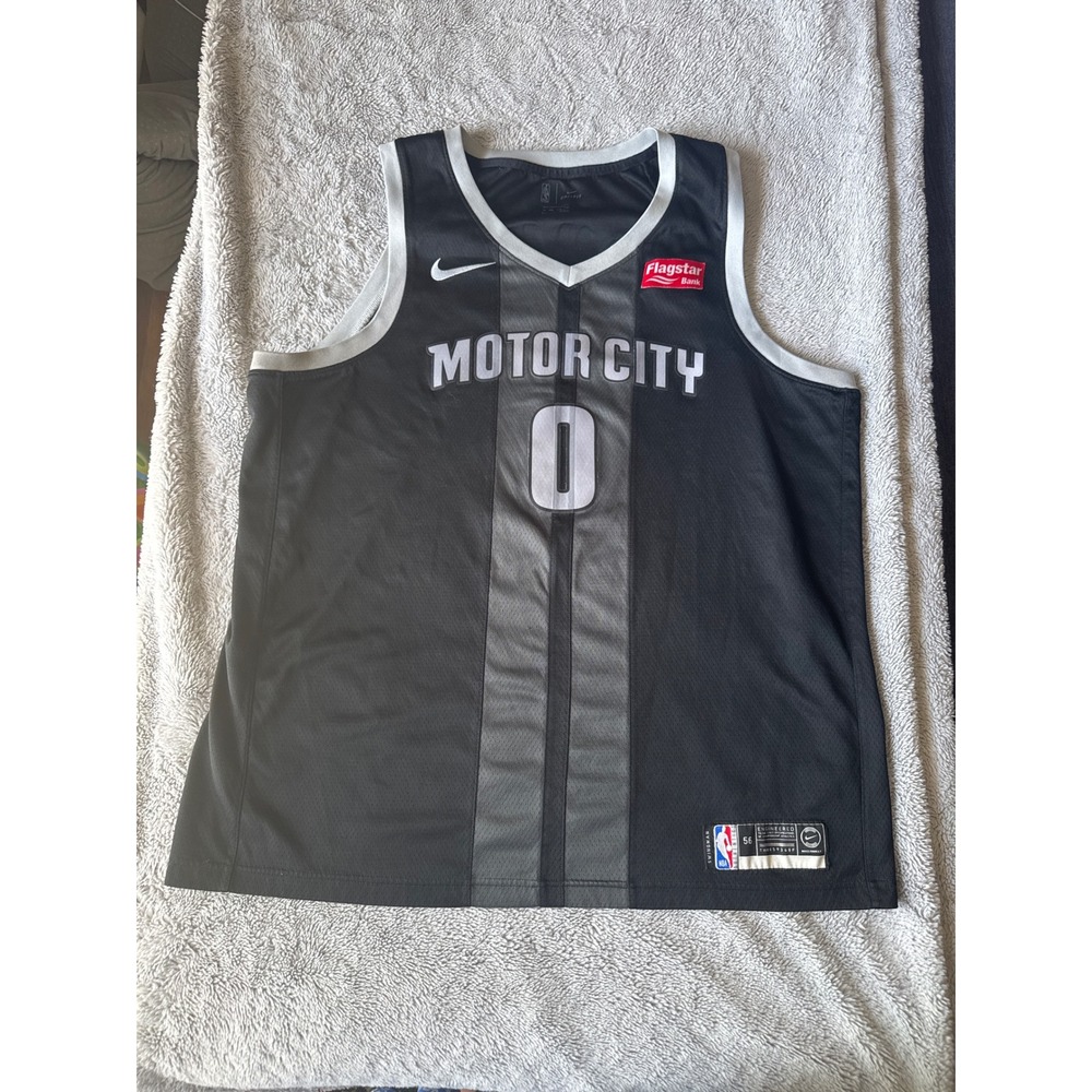 Nike Detroit Pistons Andre Drummond Motor City Jersey Black Grey Men 56 XXL NBA